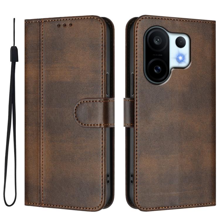 For vivo S30 Pro mini Line Splicing Buckle Retro Leather Phone Case