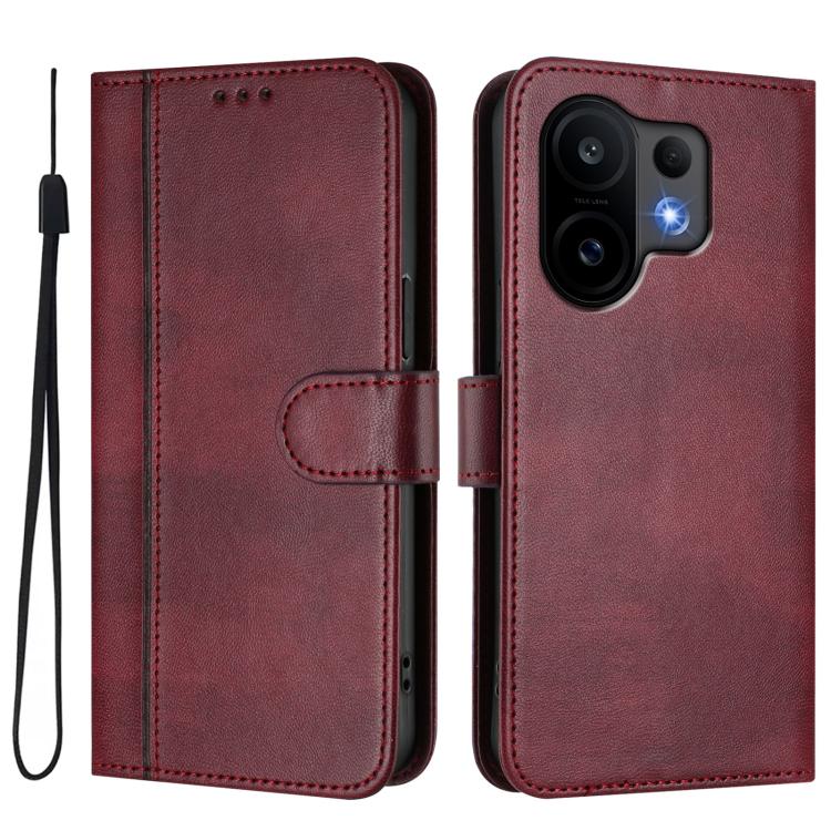 For vivo S30 Line Splicing Buckle Retro Leather Phone Case