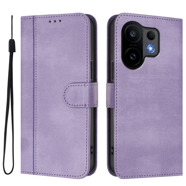 For vivo S30 Line Splicing Buckle Retro Leather Phone Case