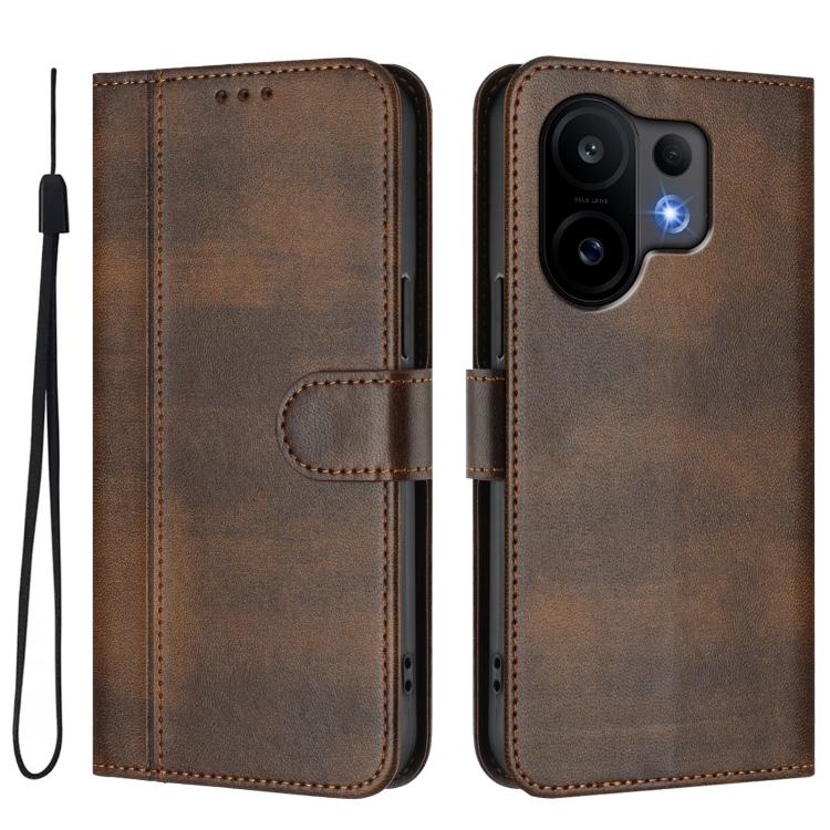 For vivo S30 Line Splicing Buckle Retro Leather Phone Case