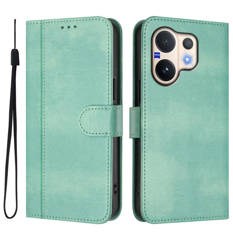 For vivo V60 5G Global Line Splicing Buckle Retro Leather Phone Case