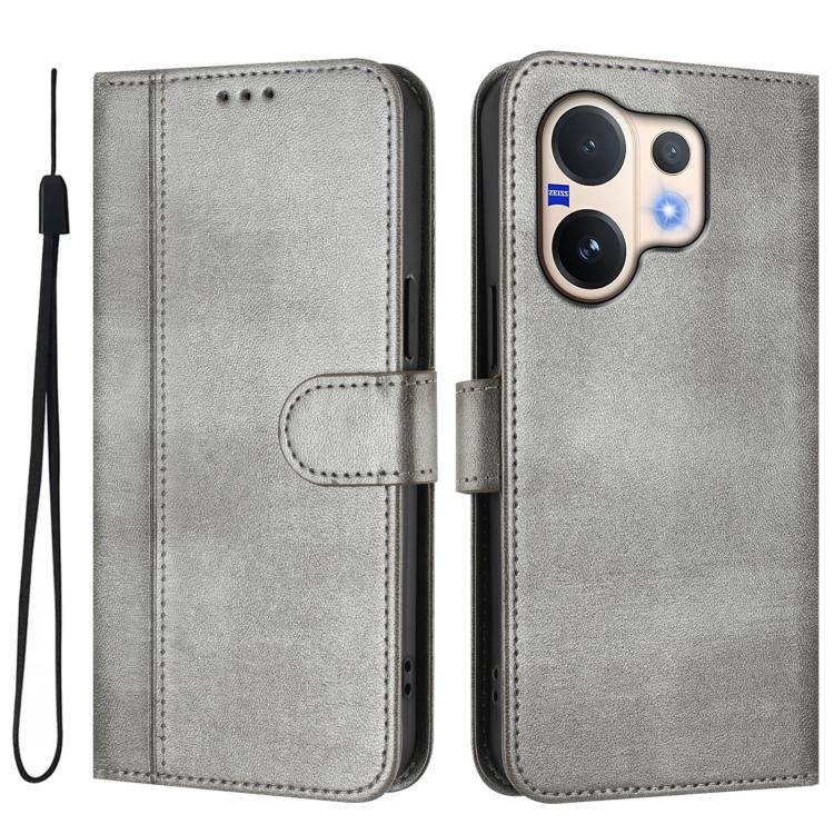 For vivo V60 5G Global Line Splicing Buckle Retro Leather Phone Case