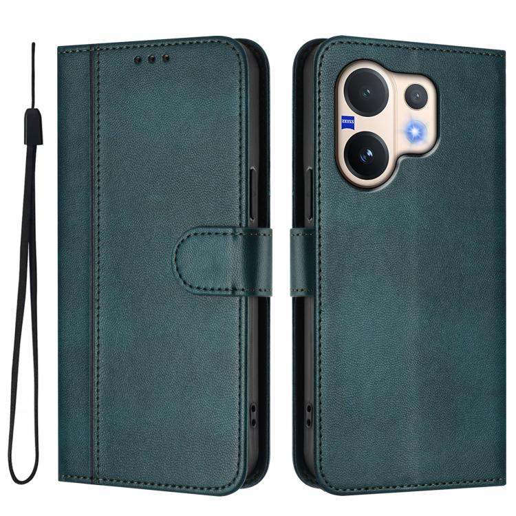 For vivo V60 5G Global Line Splicing Buckle Retro Leather Phone Case