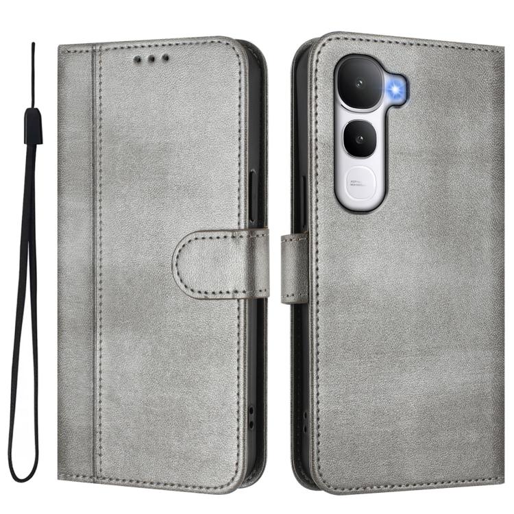 For vivo Y400 5G Global Line Splicing Buckle Retro Leather Phone Case