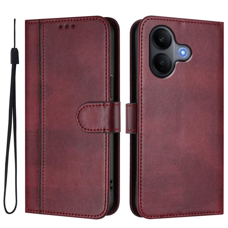 For vivo V60 Lite 5G Global Line Splicing Buckle Retro Leather Phone Case