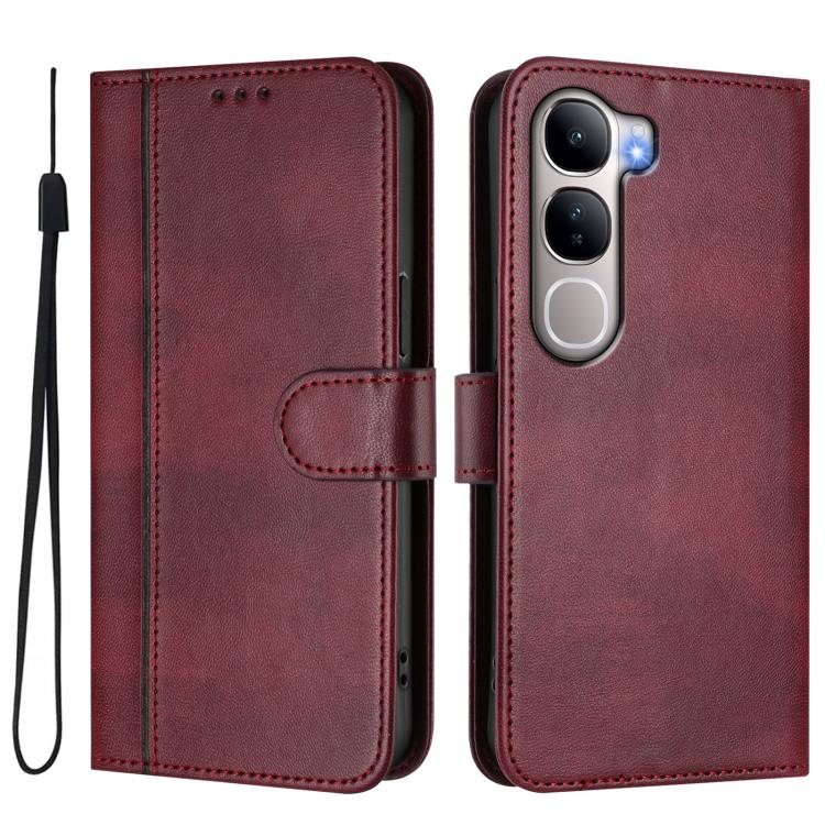 For vivo Y31 5G Global Line Splicing Buckle Retro Leather Phone Case