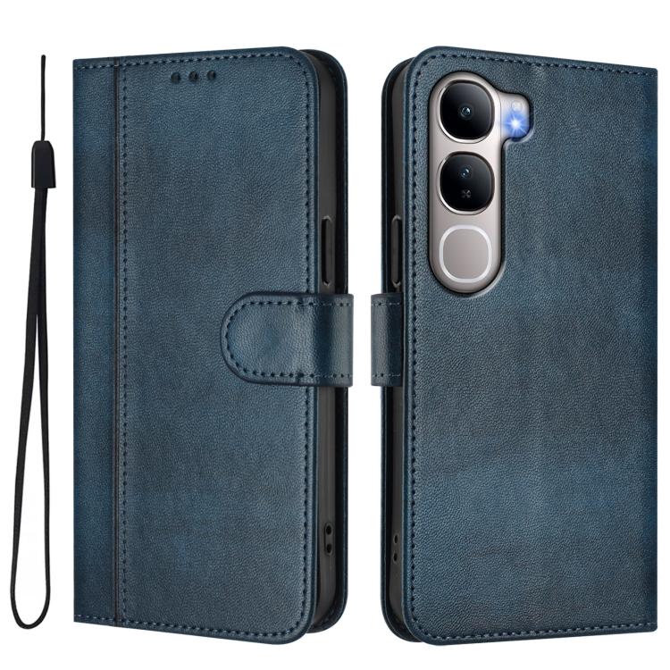 For vivo Y31 5G Global Line Splicing Buckle Retro Leather Phone Case