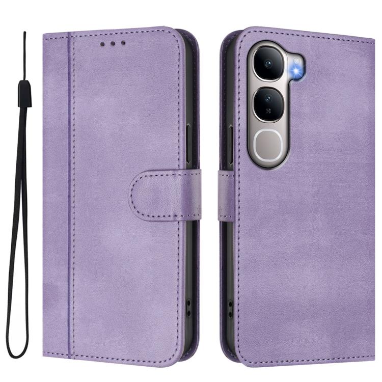 For vivo Y31 5G Global Line Splicing Buckle Retro Leather Phone Case