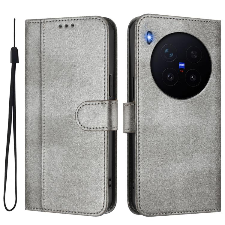 For vivo X300 Pro 5G Line Splicing Buckle Retro Leather Phone Case