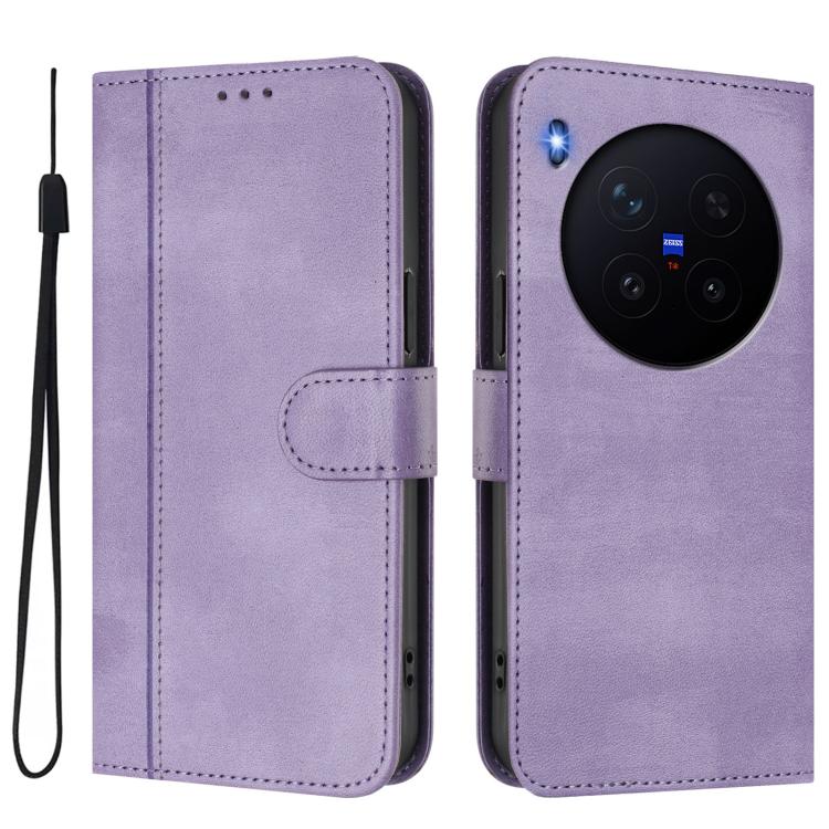For vivo X300 Pro 5G Line Splicing Buckle Retro Leather Phone Case