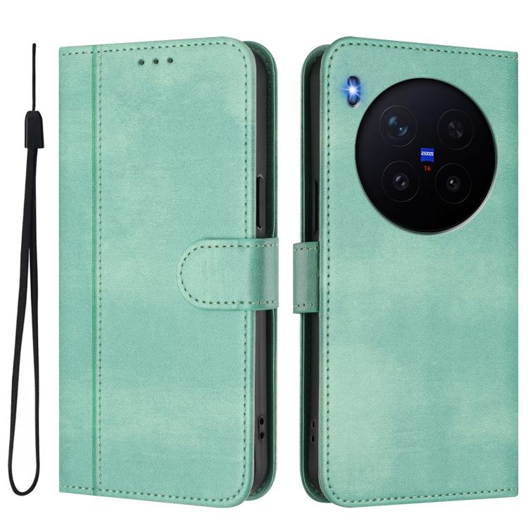 For vivo X300 5G Line Splicing Buckle Retro Leather Phone Case