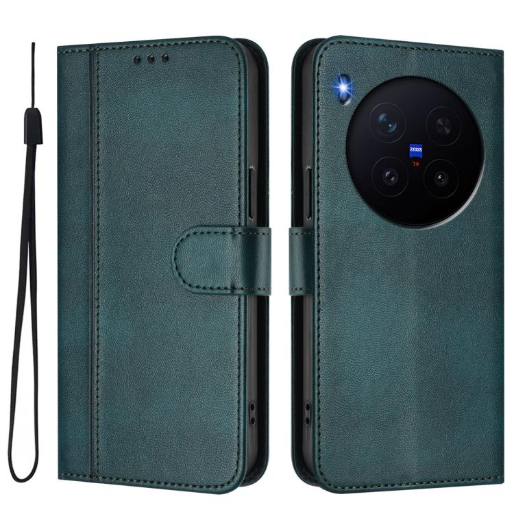 For vivo X300 5G Line Splicing Buckle Retro Leather Phone Case