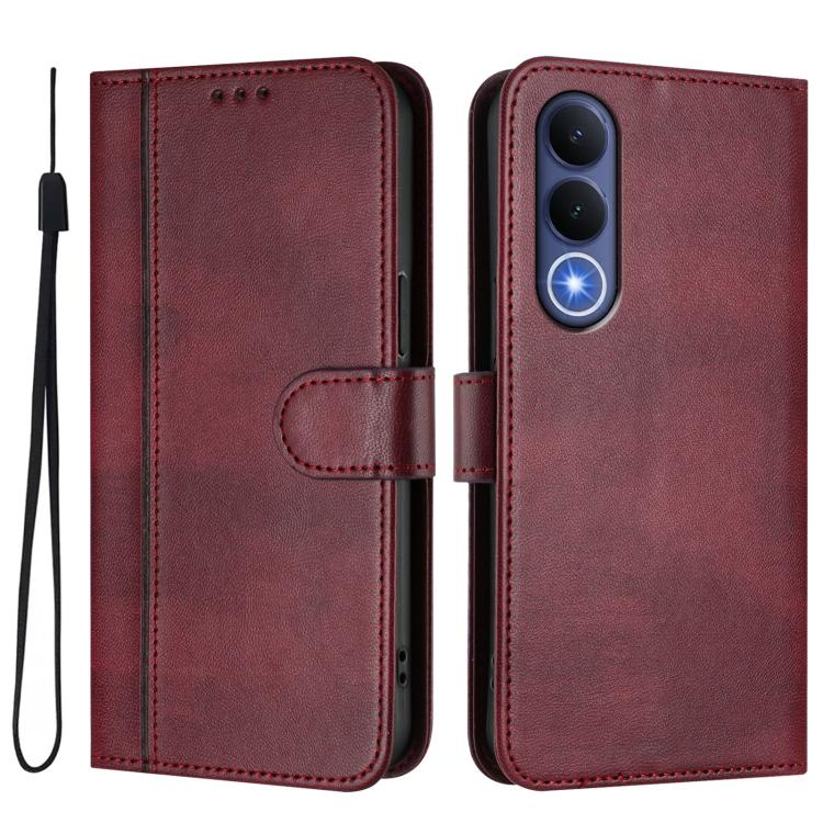 For vivo V70 FE 5G Line Splicing Buckle Retro Leather Phone Case