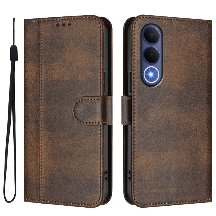 For vivo V70 FE 5G Line Splicing Buckle Retro Leather Phone Case