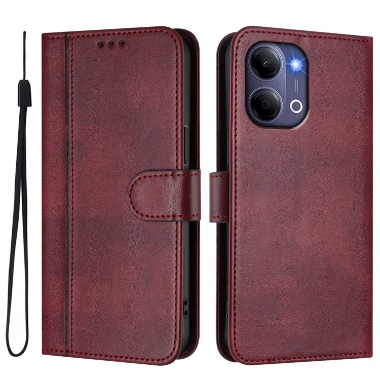 For vivo Y21 5G 2026 / Y05 4G Line Splicing Buckle Retro Leather Phone Case