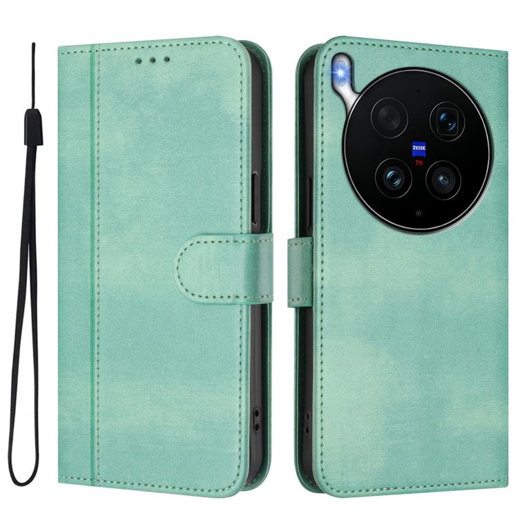 For vivo X300 Ultra Line Splicing Buckle Retro Leather Phone Case