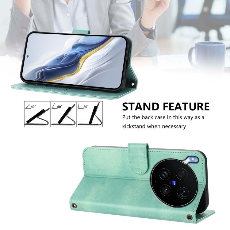 For vivo X300 Ultra Line Splicing Buckle Retro Leather Phone Case