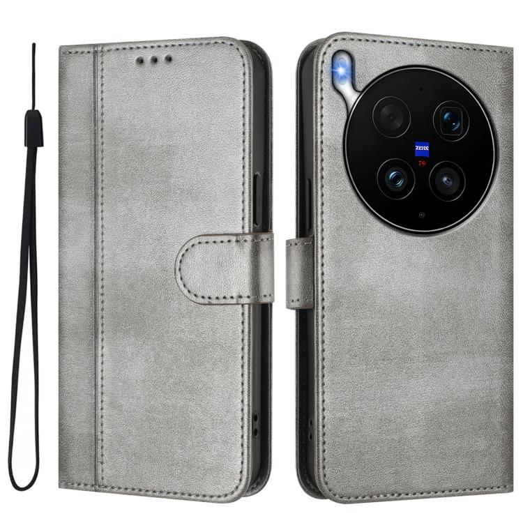 For vivo X300 Ultra Line Splicing Buckle Retro Leather Phone Case