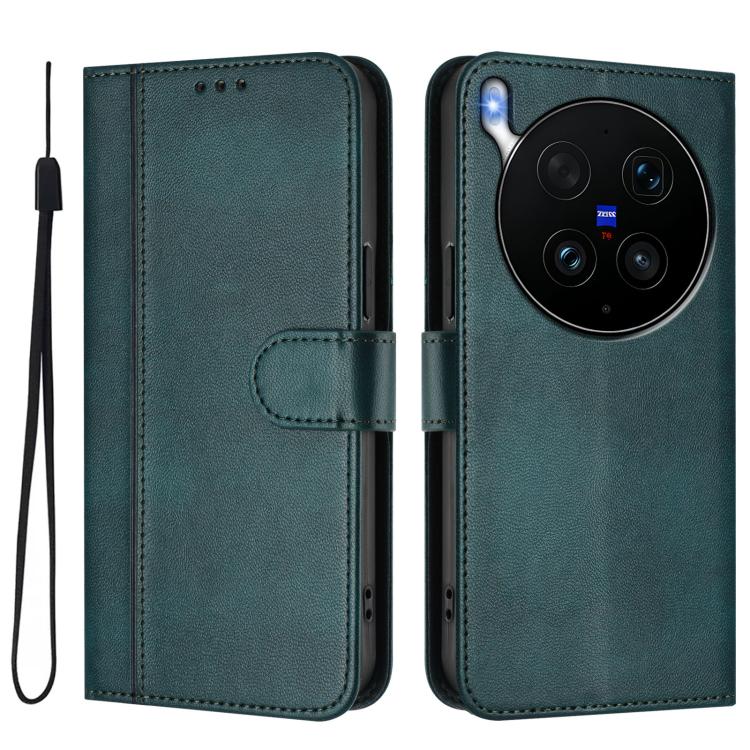 For vivo X300 Ultra Line Splicing Buckle Retro Leather Phone Case