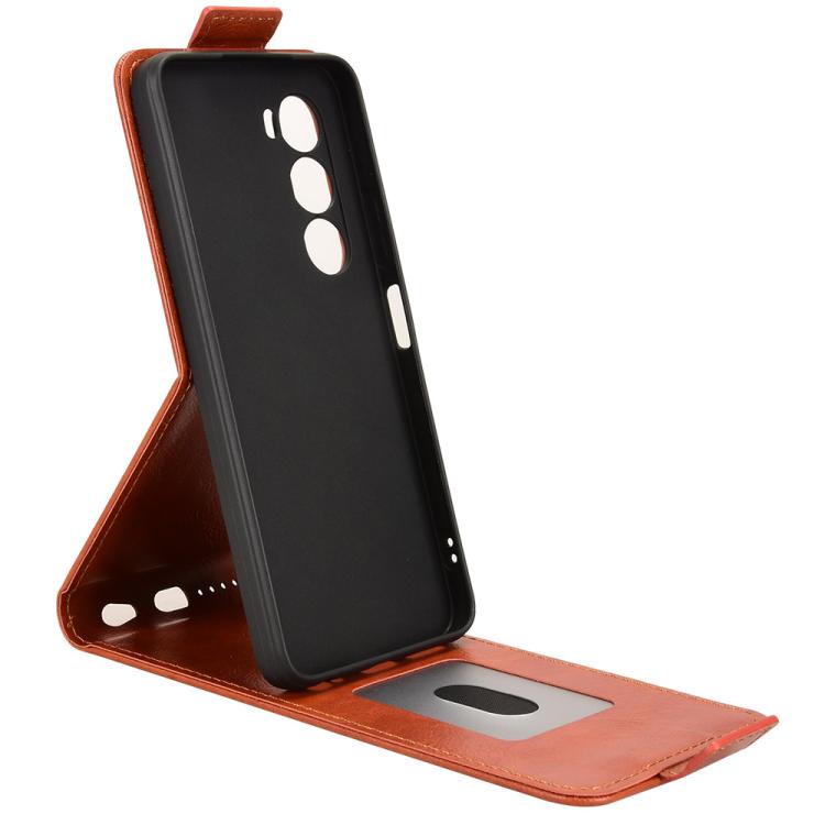 For itel A100 4G Magnetic Vertical Flip Leather Phone Case with Buckle