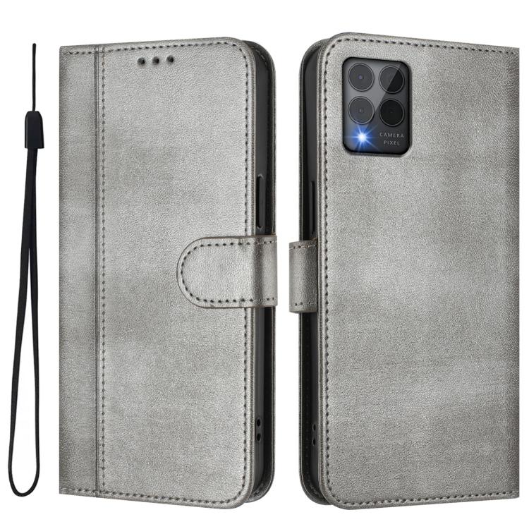 For T-Mobile REVVL 6 Pro 5G / REVVL 6x Pro Line Splicing Buckle Retro Leather Phone Case