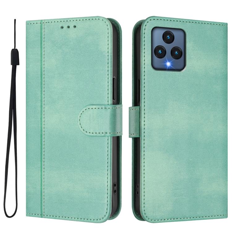 For T-Mobile REVVL 6 5G / REVVL 6x Line Splicing Buckle Retro Leather Phone Case