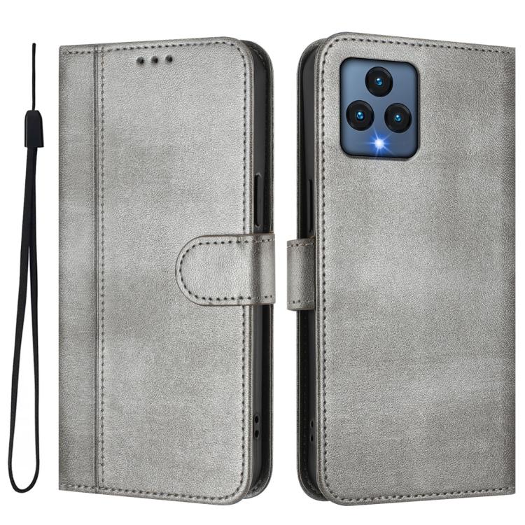 For T-Mobile REVVL 6 5G / REVVL 6x Line Splicing Buckle Retro Leather Phone Case