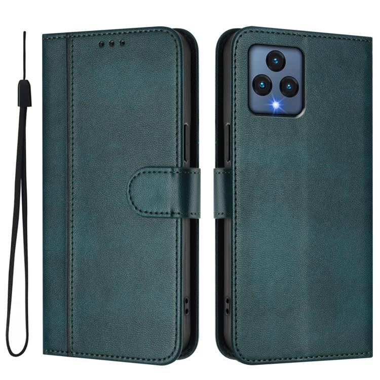 For T-Mobile REVVL 6 5G / REVVL 6x Line Splicing Buckle Retro Leather Phone Case