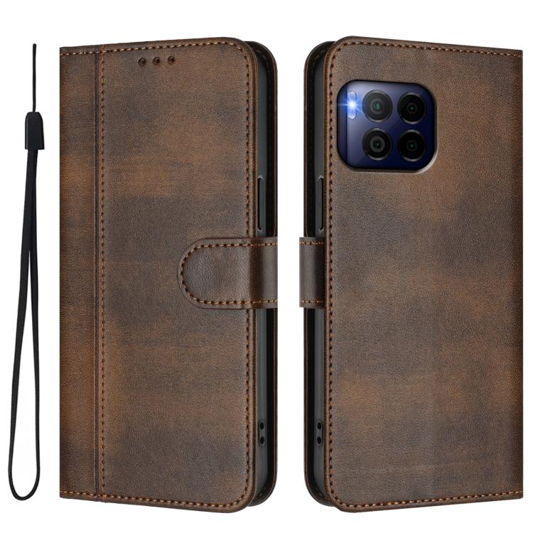 For T-Mobile REVVL 7 Pro 5G / T Phone 2 Pro 5G Line Splicing Buckle Retro Leather Phone Case