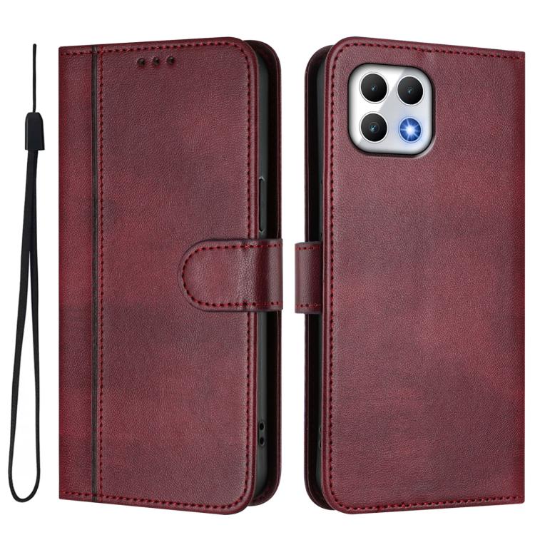 For T-Mobile REVVL 7 5G / T Phone 2 5G Line Splicing Buckle Retro Leather Phone Case