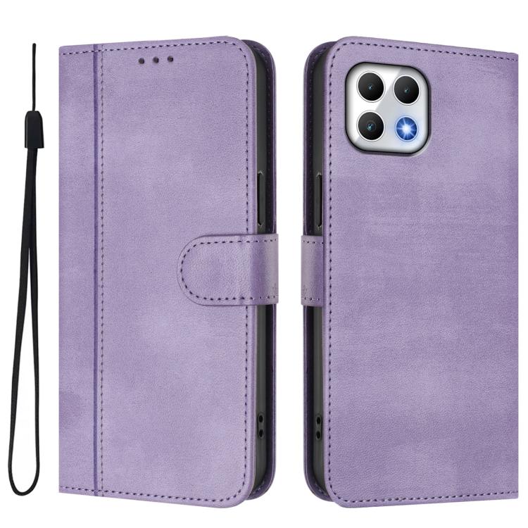 For T-Mobile REVVL 7 5G / T Phone 2 5G Line Splicing Buckle Retro Leather Phone Case
