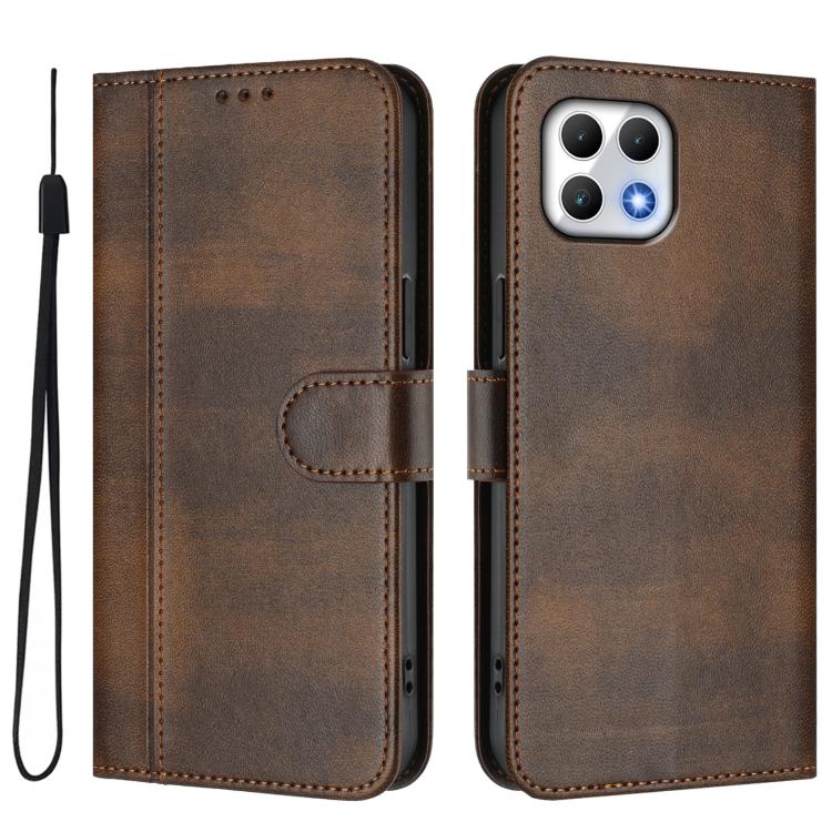 For T-Mobile REVVL 7 5G / T Phone 2 5G Line Splicing Buckle Retro Leather Phone Case