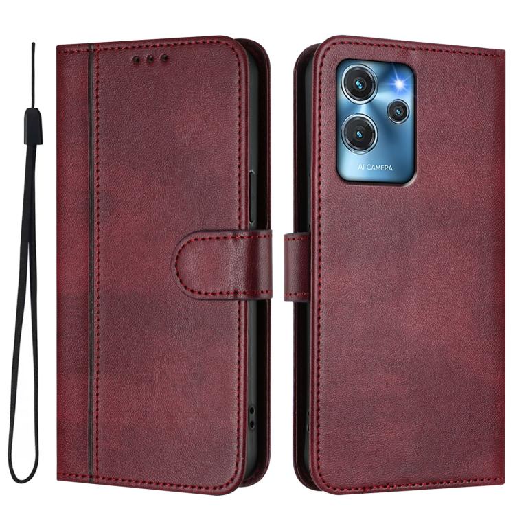 For Oukitel C32 Line Splicing Buckle Retro Leather Phone Case