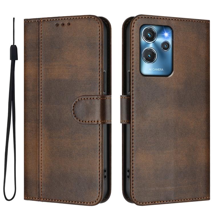 For Oukitel C32 Line Splicing Buckle Retro Leather Phone Case