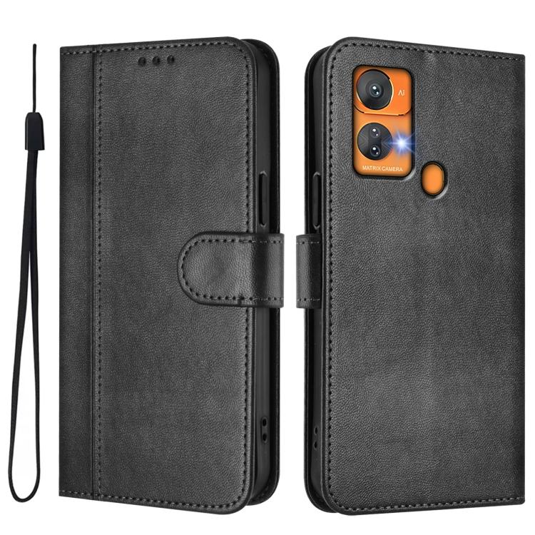 For Oukitel C33 Line Splicing Buckle Retro Leather Phone Case