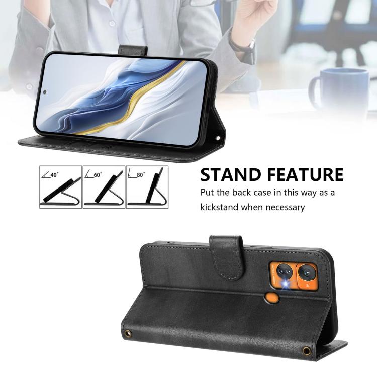 For Oukitel C33 Line Splicing Buckle Retro Leather Phone Case