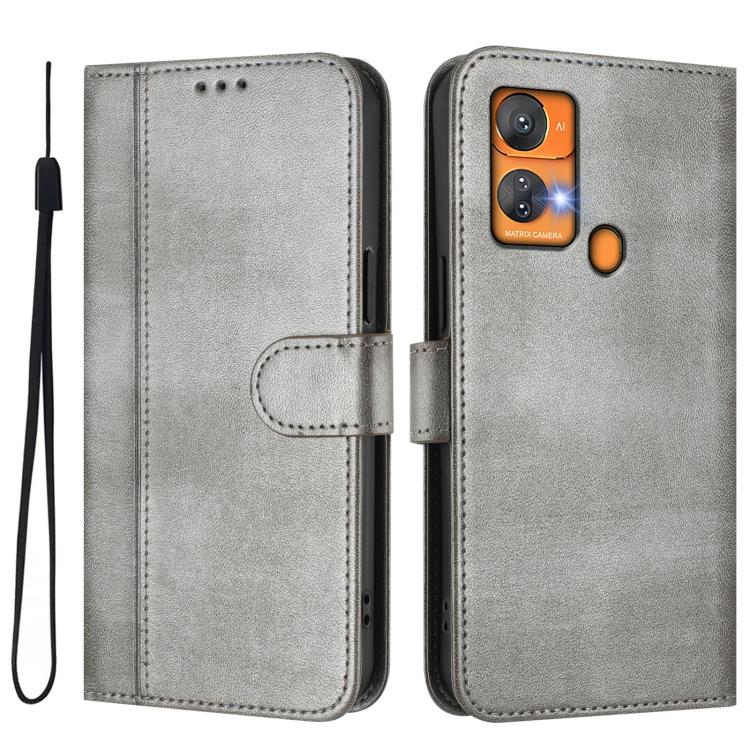 For Oukitel C33 Line Splicing Buckle Retro Leather Phone Case