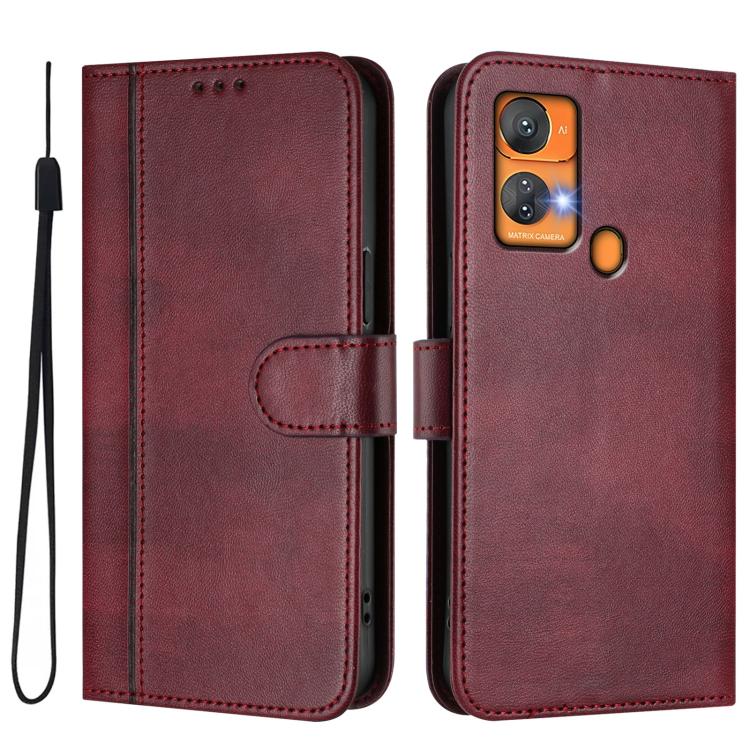 For Oukitel C33 Line Splicing Buckle Retro Leather Phone Case