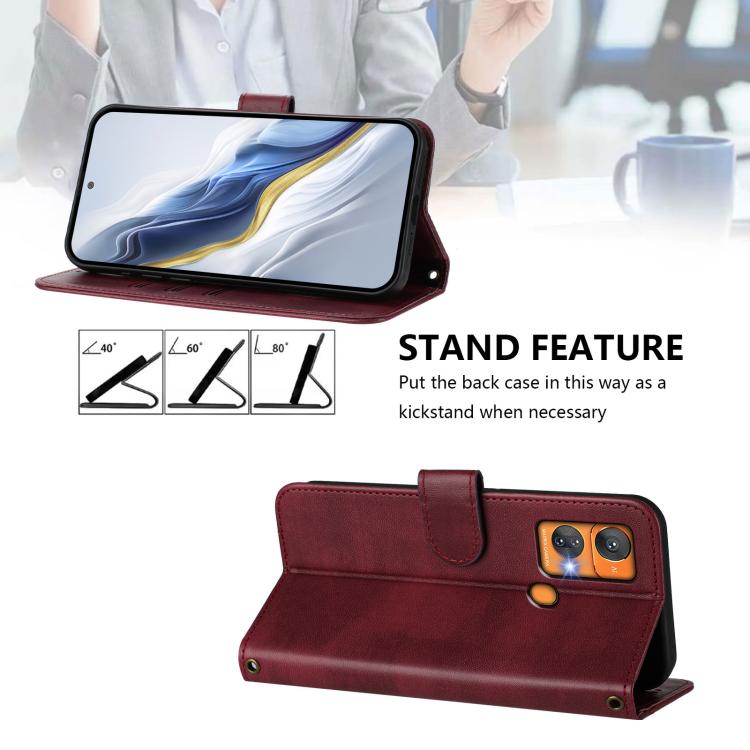 For Oukitel C33 Line Splicing Buckle Retro Leather Phone Case