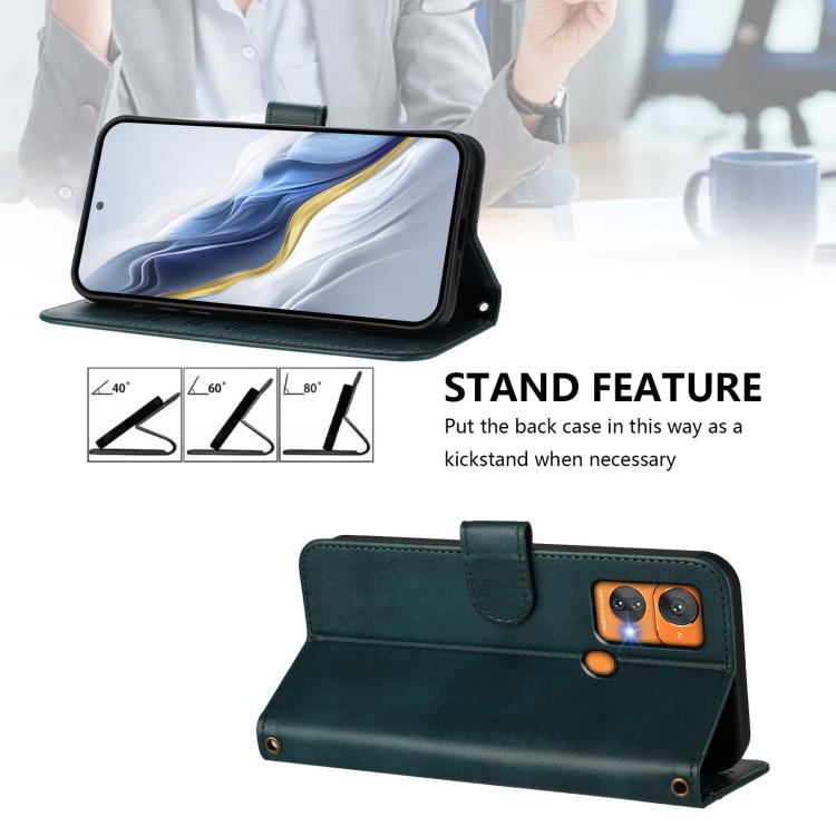 For Oukitel C33 Line Splicing Buckle Retro Leather Phone Case