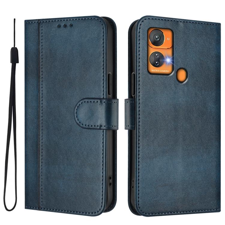 For Oukitel C33 Line Splicing Buckle Retro Leather Phone Case