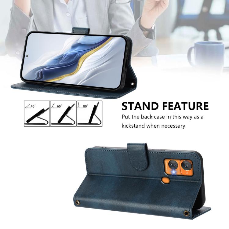 For Oukitel C33 Line Splicing Buckle Retro Leather Phone Case