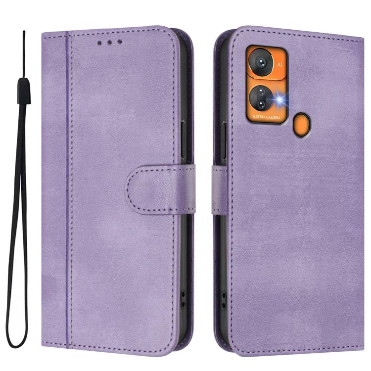 For Oukitel C33 Line Splicing Buckle Retro Leather Phone Case