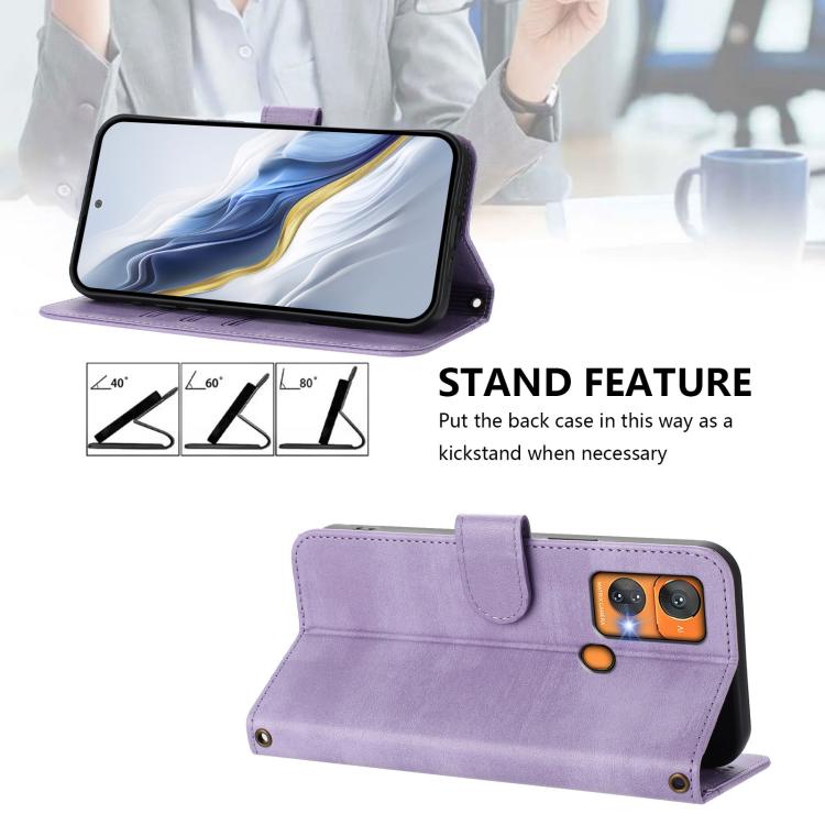 For Oukitel C33 Line Splicing Buckle Retro Leather Phone Case
