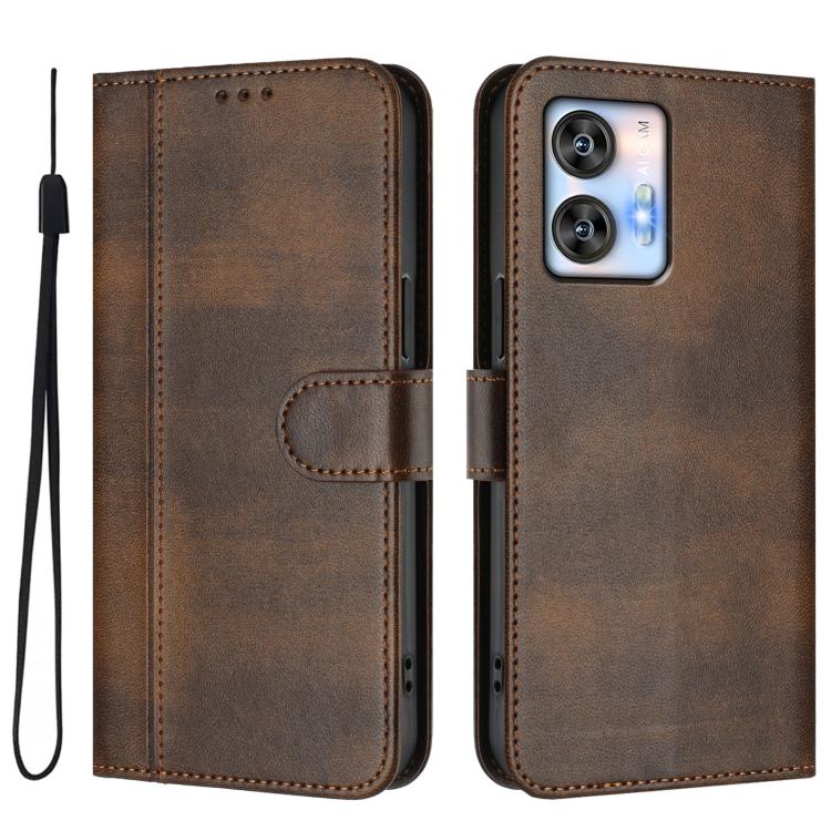 For Oukitel C35 Line Splicing Buckle Retro Leather Phone Case