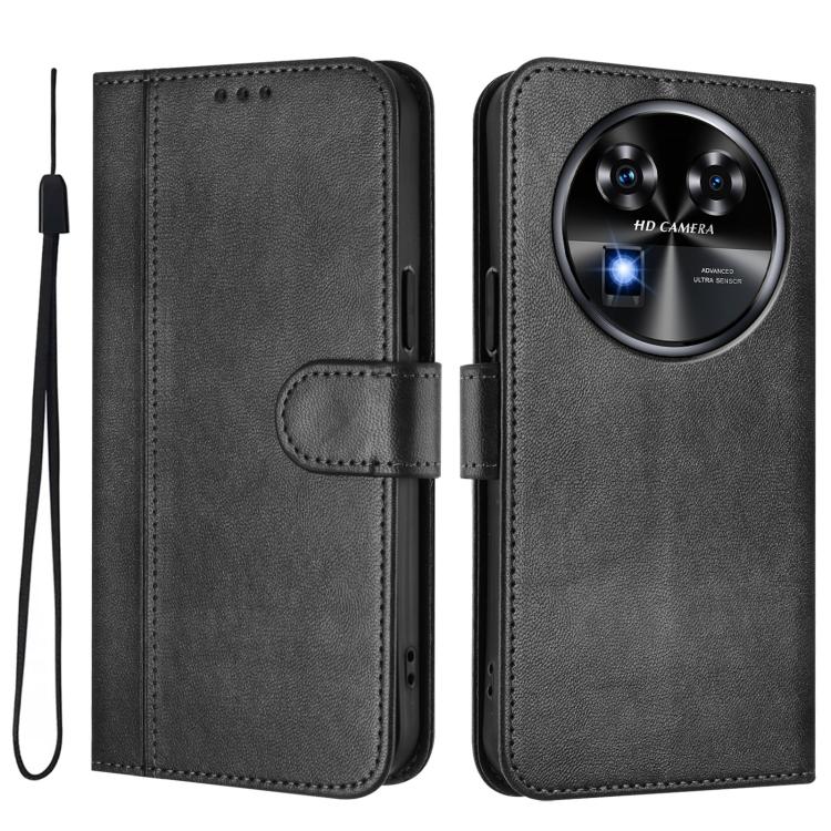 For Oukitel C37 Line Splicing Buckle Retro Leather Phone Case