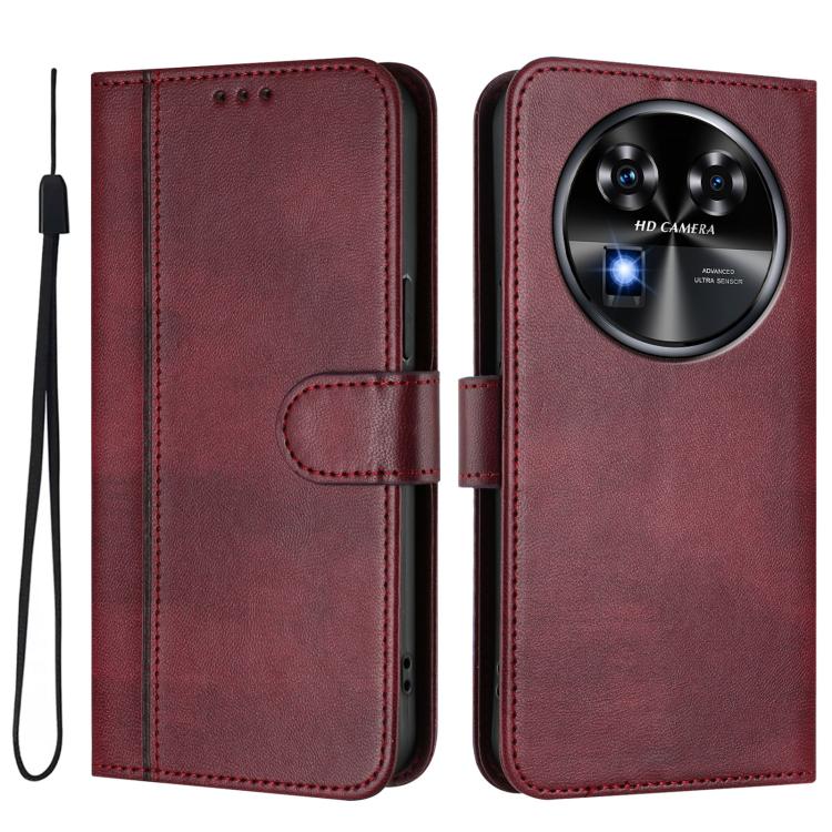 For Oukitel C37 Line Splicing Buckle Retro Leather Phone Case