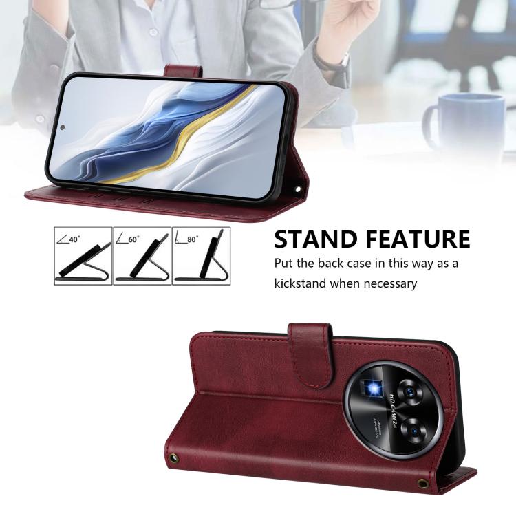 For Oukitel C37 Line Splicing Buckle Retro Leather Phone Case