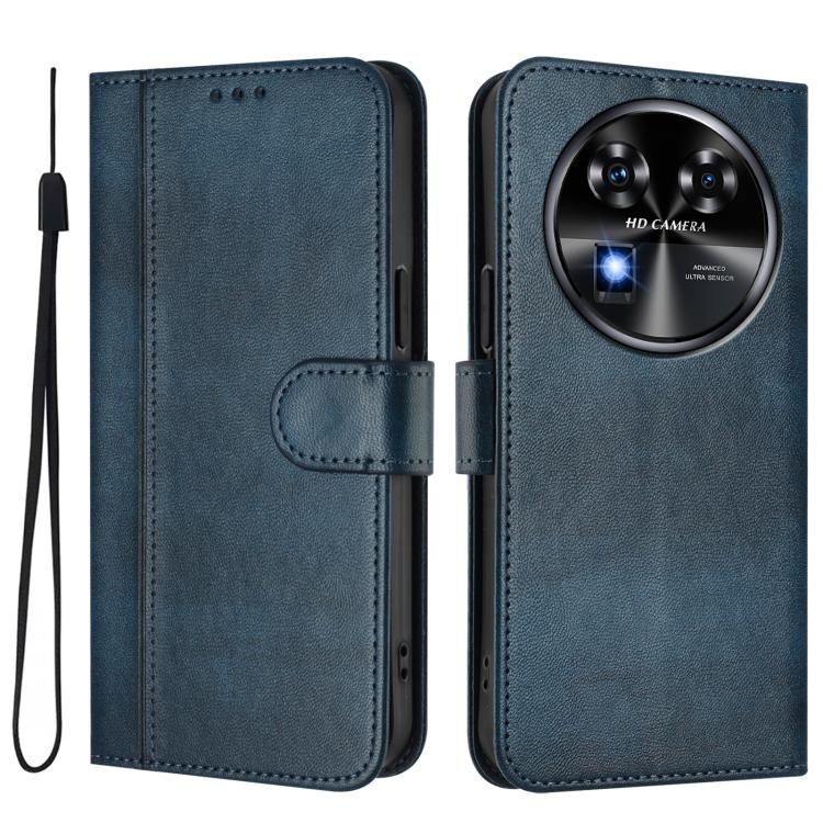 For Oukitel C37 Line Splicing Buckle Retro Leather Phone Case
