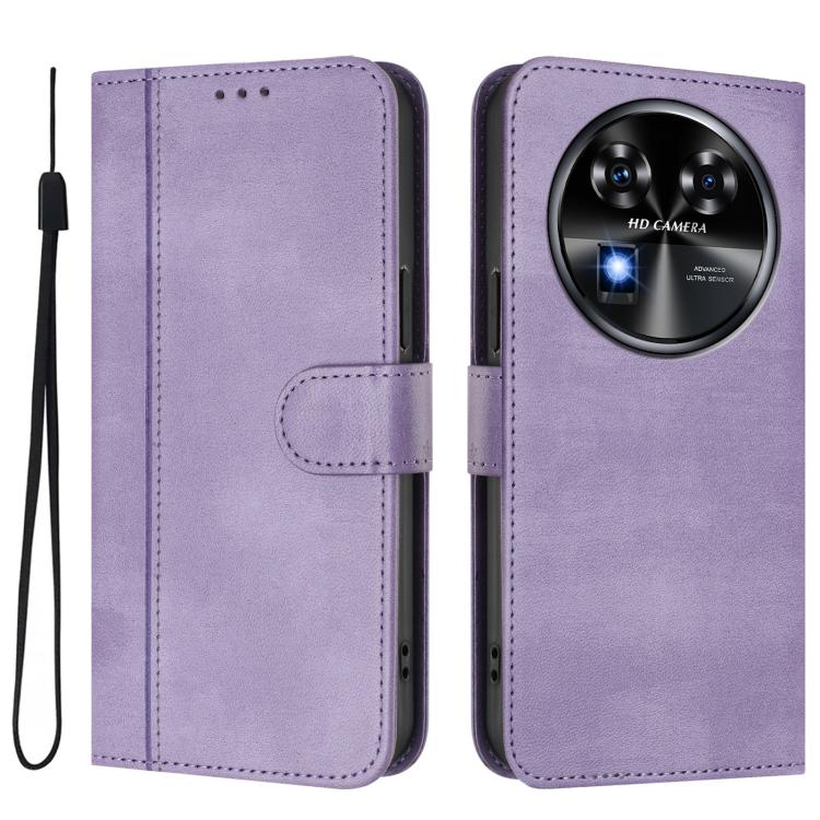 For Oukitel C37 Line Splicing Buckle Retro Leather Phone Case